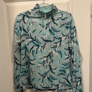 Kastel, XL, Leaf Print Quarter-Zip Pullover